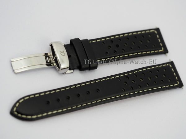 Genuine Italian leather watch strap 20mm Alpha logo - ALPHA EUROPE